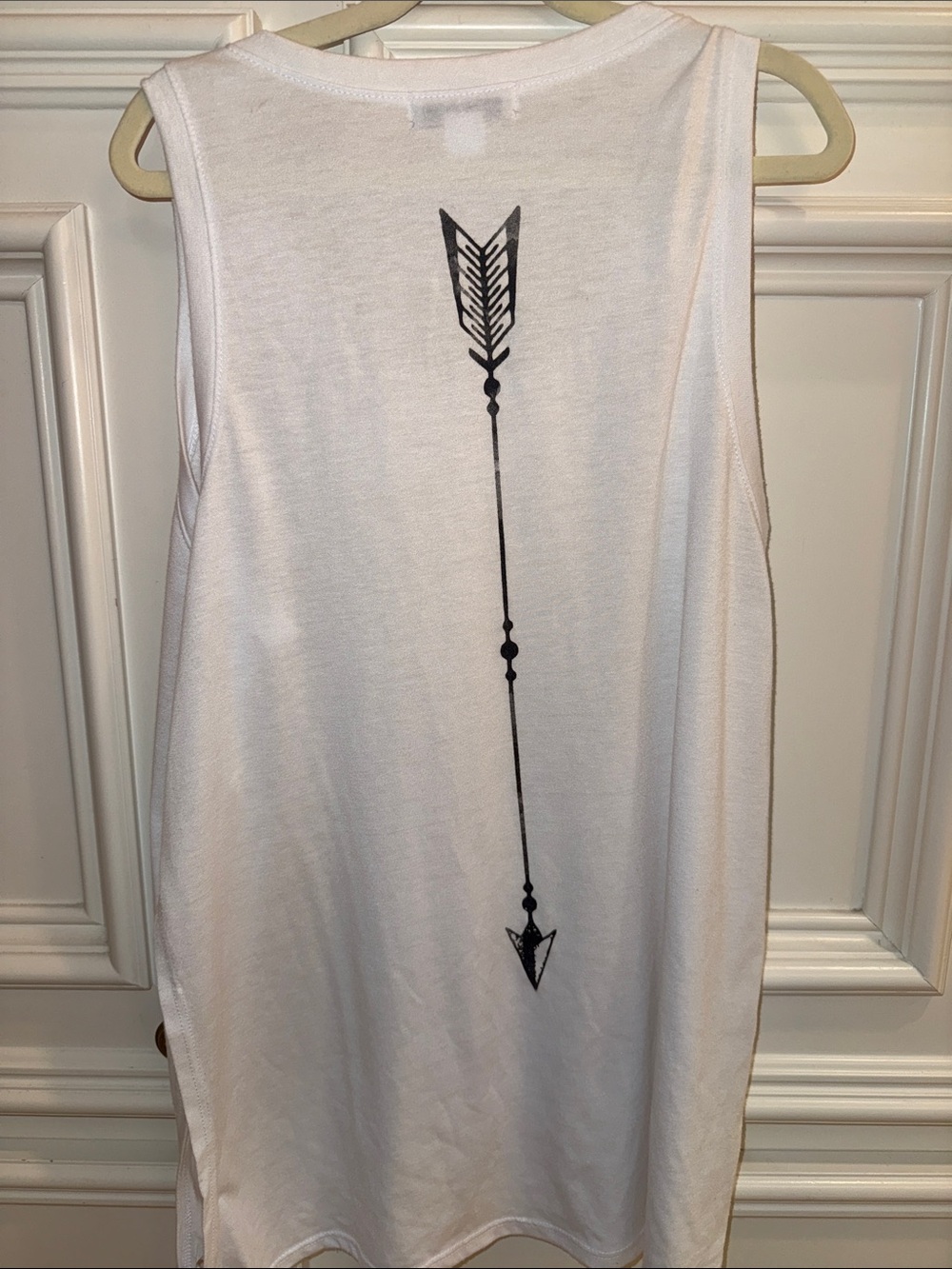 White LA Threads Tank Top with Black Arrow Back Graphic - Women's